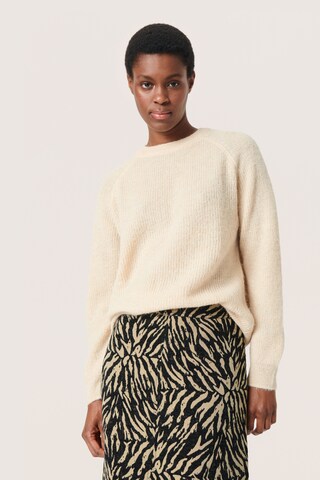 SOAKED IN LUXURY Strickpullover 'Tuesday' in Beige: predná strana