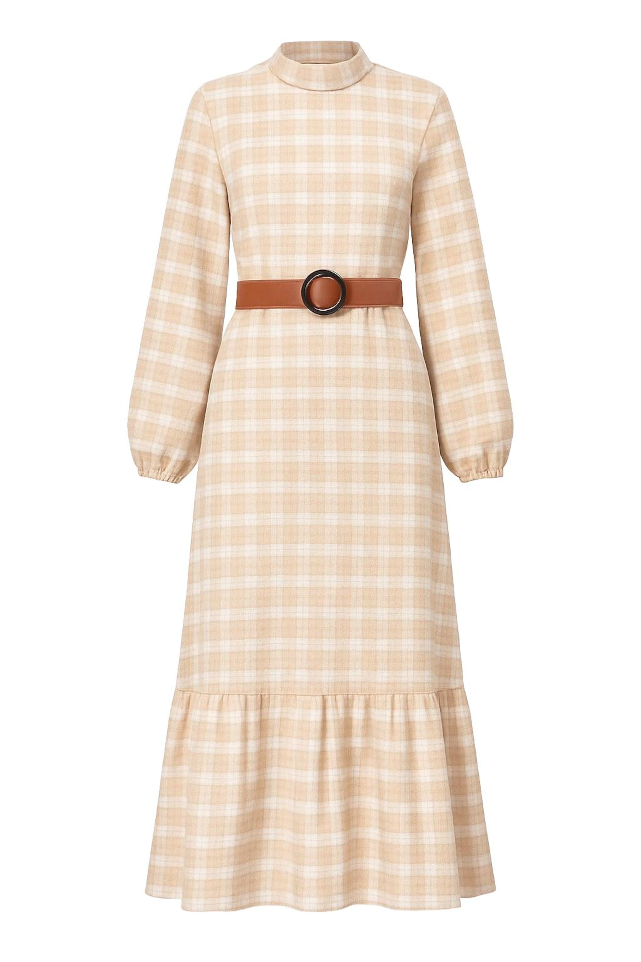 MODAMIHRAM Jurk in de kleur Beige / Wit, Productweergave