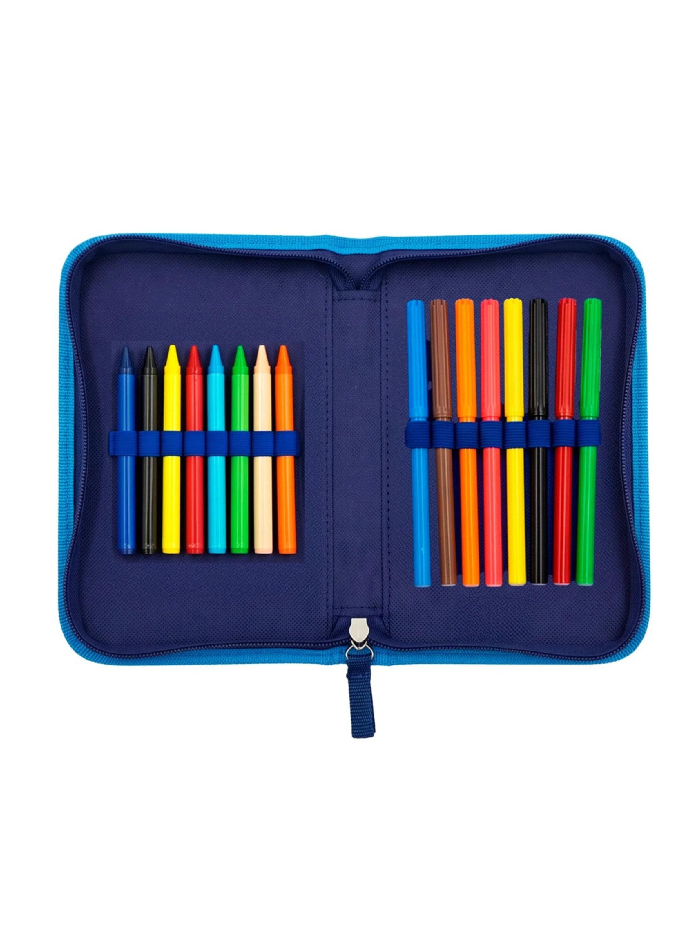 Poche ventrale 'Bluey Gevulde Fluffy Etui 1 Zipper Etui met Schoolspullen Pluche Etui Officiële Bluey Merchandise' Bluey en bleu