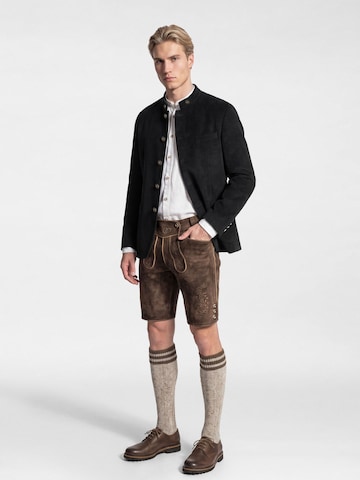 KaiserLich Regular Fit Trachtenjacke '5435' mit feiner Cord-Struktur in Schwarz: Vorderseite