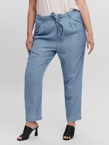 Vero Moda Curve Élére vasalt nadrágok 'Mia' - kék: elől