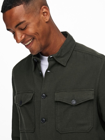 Only & Sons Regular fit Button Up Shirt 'Milo' in Green