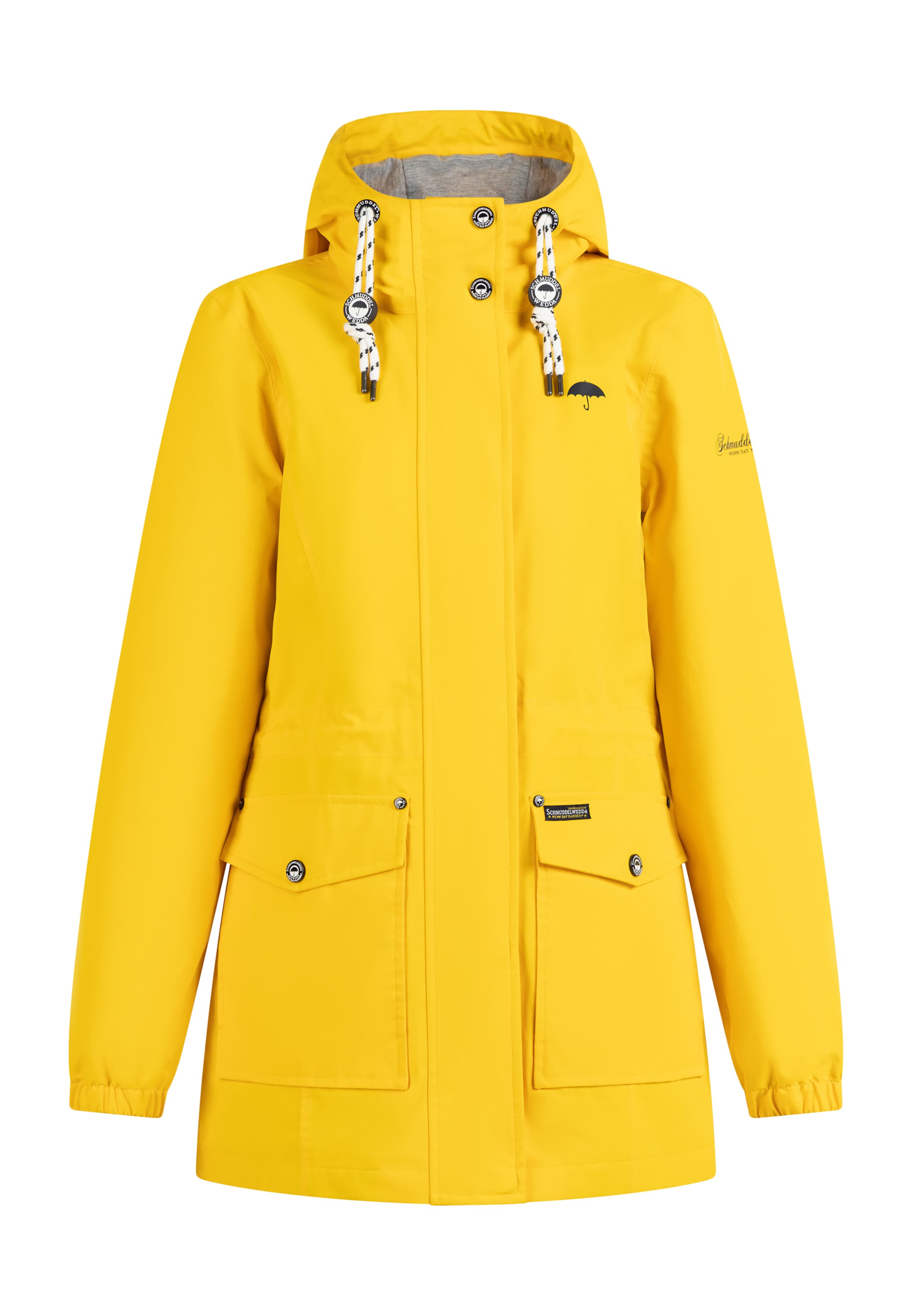 dzeltens Schmuddelwedda Funkcionāla jaka: no priekšpuses