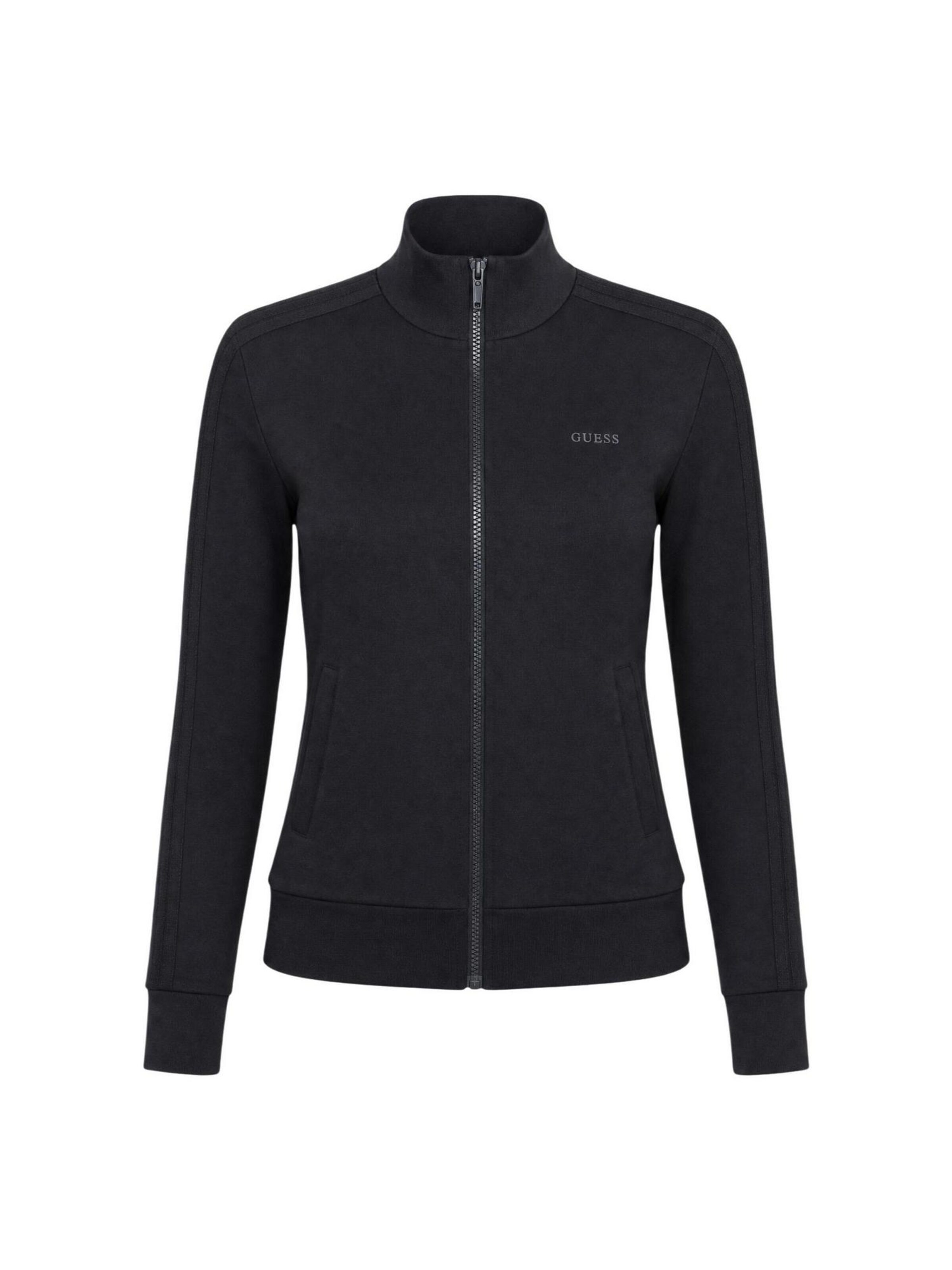 GUESS Sweatshirt 'LYRA HIGH NECK FULL V6YQ15 K4305' in Zwart: voorkant