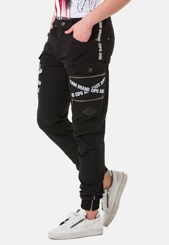 CIPO & BAXX Tapered Cargo Pants in Black