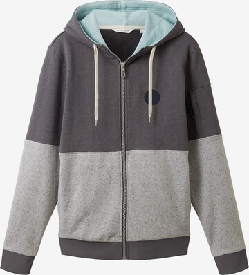 TOM TAILOR Zip-Up Hoodie in Grey: front