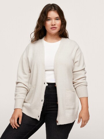 MANGO Knit Cardigan 'Lucas' in Beige: front