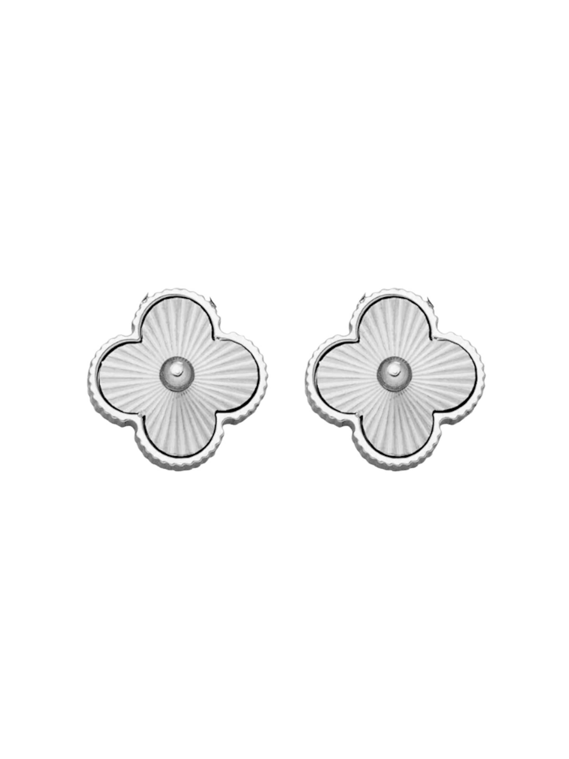 Cala Rose Oorbellen 'CLOVER LUXE' in Zilver: voorkant