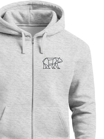 Neverless Sweatjacke 'Bär Lineart Polygon'‌‌‌‌‌‌‌ in Grau