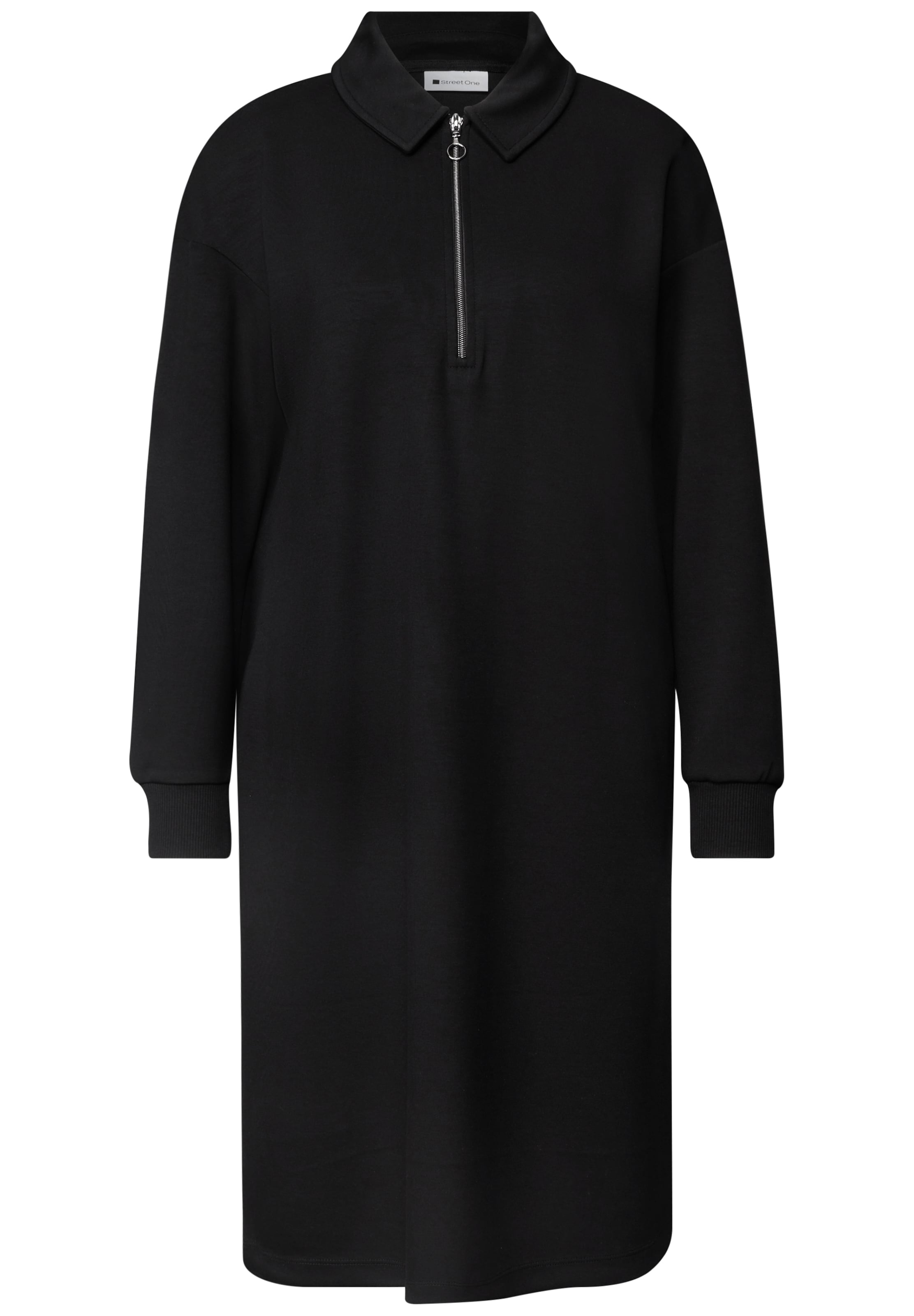 STREET ONE Knielanges Sweatkleid mit Zipperdetail in 34 in schwarz, Produktansicht