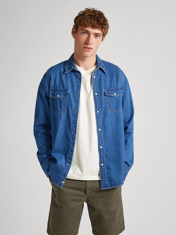 Pepe Jeans Regular fit Button Up Shirt 'HAMMOND' in Blue: front