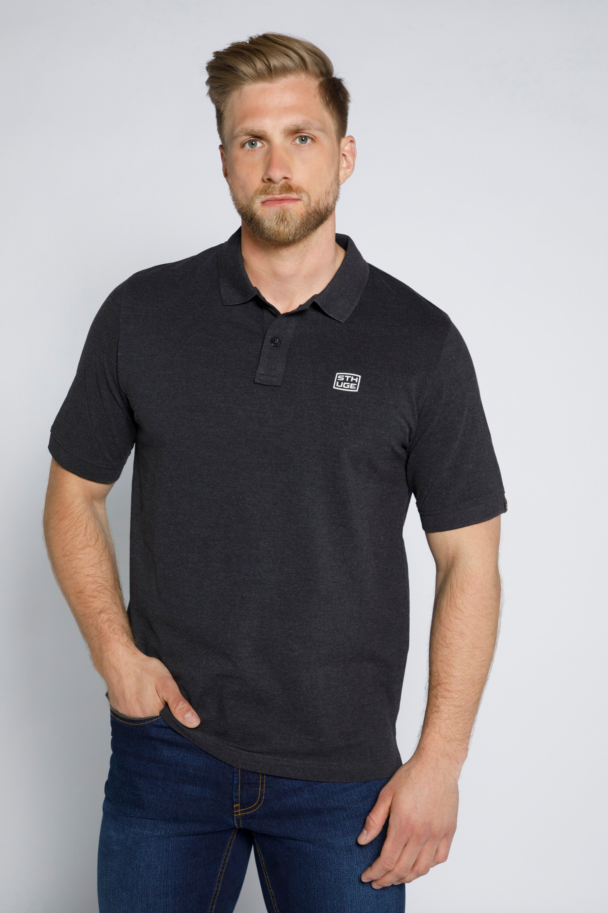 Männer Shirts STHUGE Poloshirt in Navy, Graumeliert - FA96054 Männer Shirts STHUGE Poloshirt in Navy, Graumeliert - FA96054