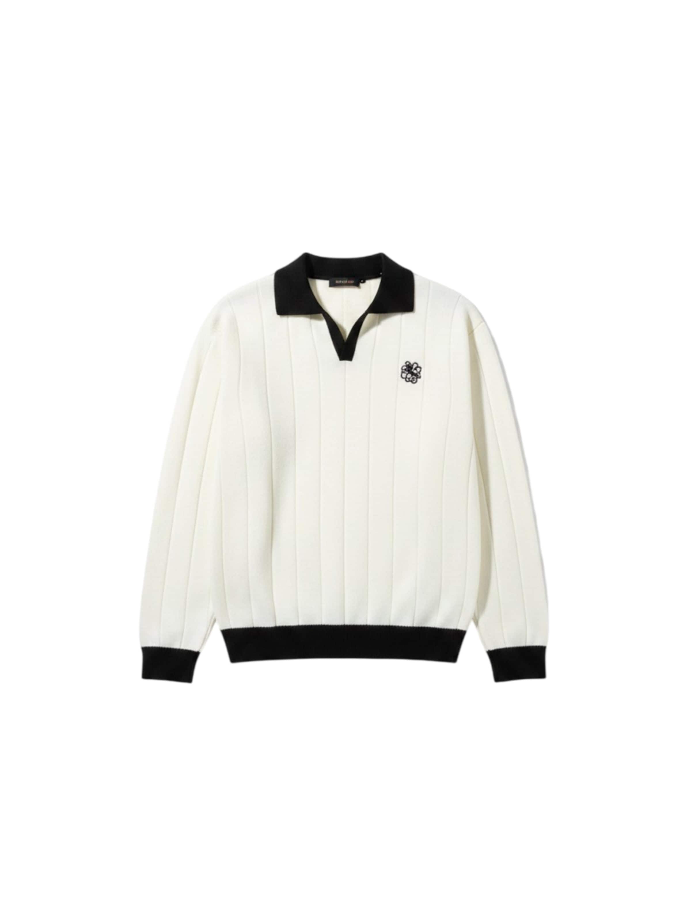 Kleidermafia Jersey 'Oversized Embroidered Polo Sweater - Ecru' en S en ecru, Vista del producto