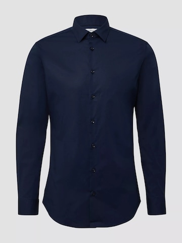 Cămașă 's.Oliver BLACK LABEL, Camasa barbati din amestec de bumbac, cu croiala Tailored fit, Bleumarin deschis' de la s.Oliver BLACK LABEL pe albastru