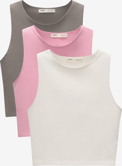 Top Pull&Bear di colore grigio scuro / rosa chiaro / bianco, Visualizzazione prodotti