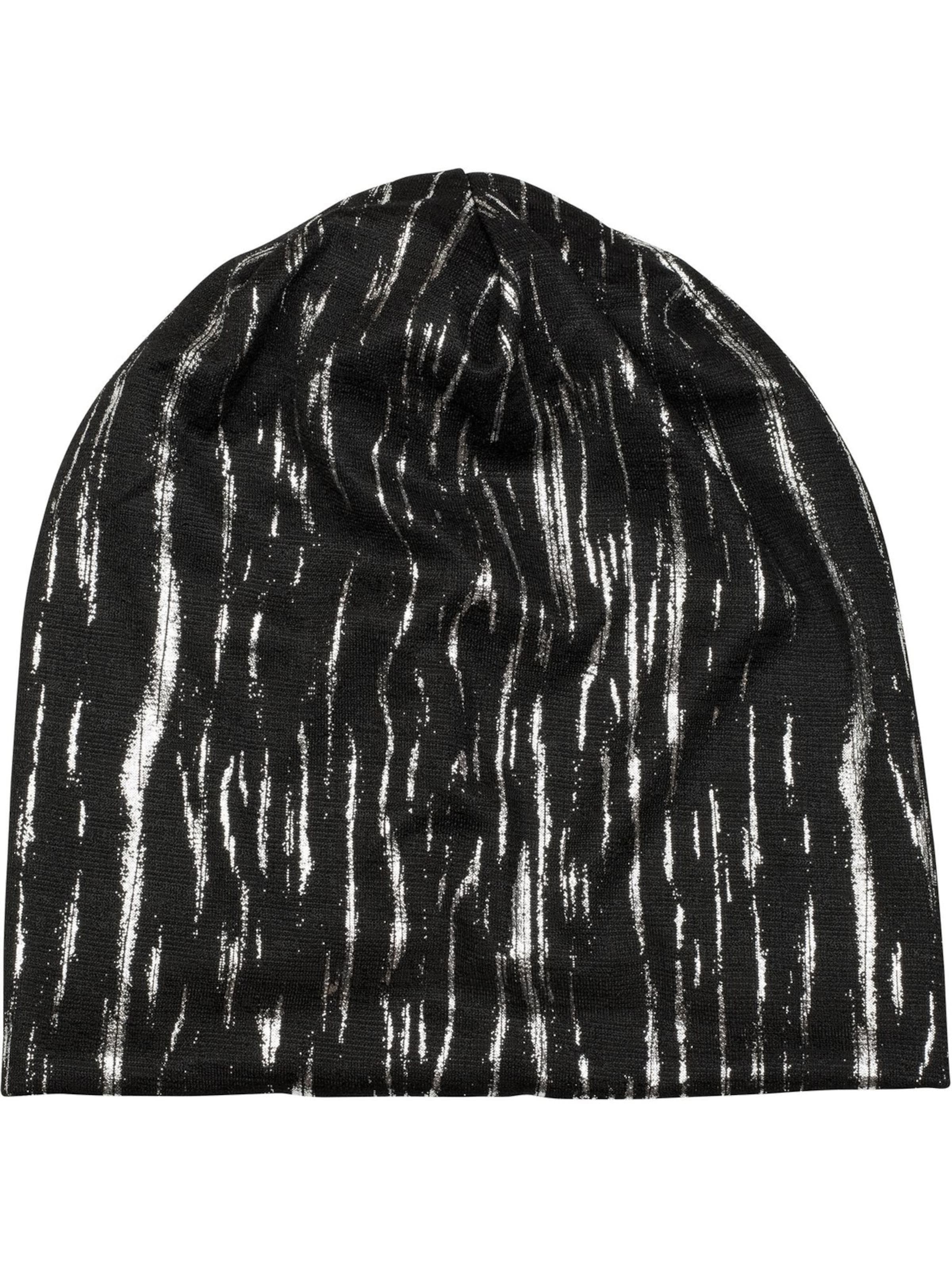 styleBREAKER Mütze 'Beanie mit Metallic Streifen Print'‌‌‌ in Schwarz