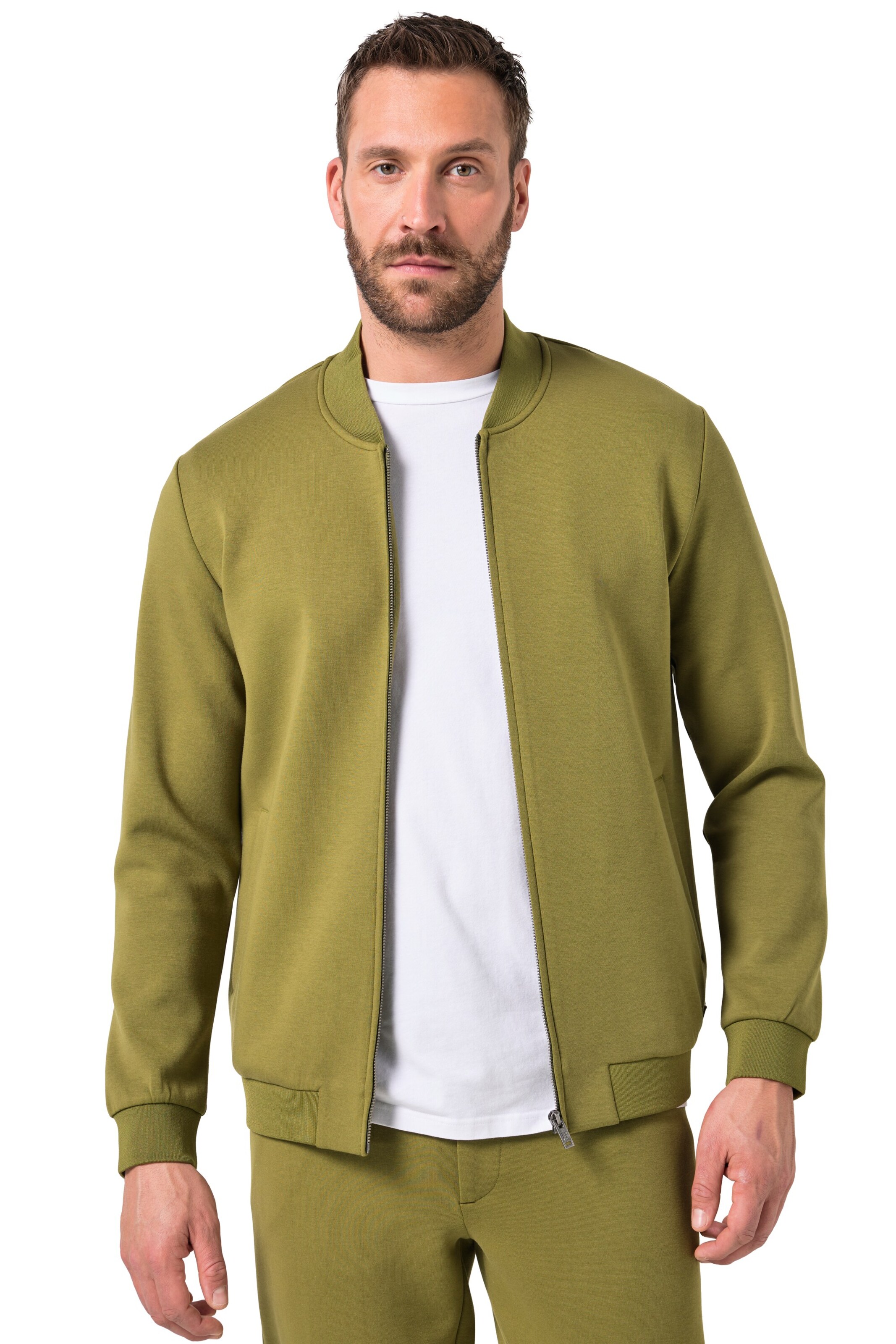 JP1880 Sweatvest in Groen: voorkant