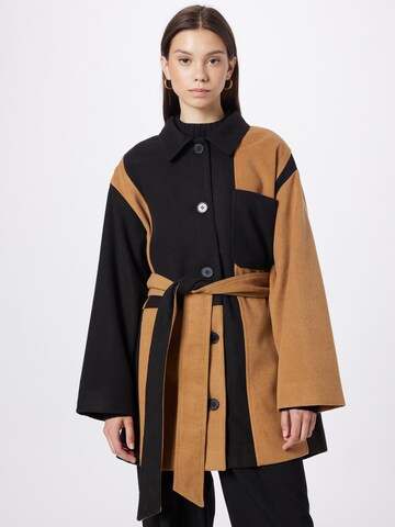 Monki Between-Seasons Coat in Brown: front