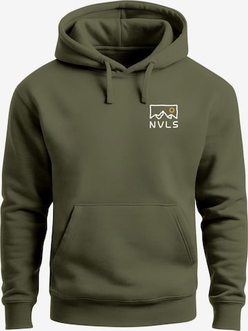 Neverless Sweatshirt 'Mountain Badge' in Grün: Vorderseite