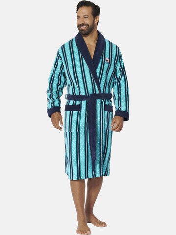 Jan Vanderstorm Short Bathrobe 'Bekan' in Blue: front