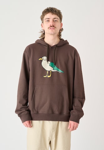 Cleptomanicx Sweatshirt 'Smile Gull' in Brown: front
