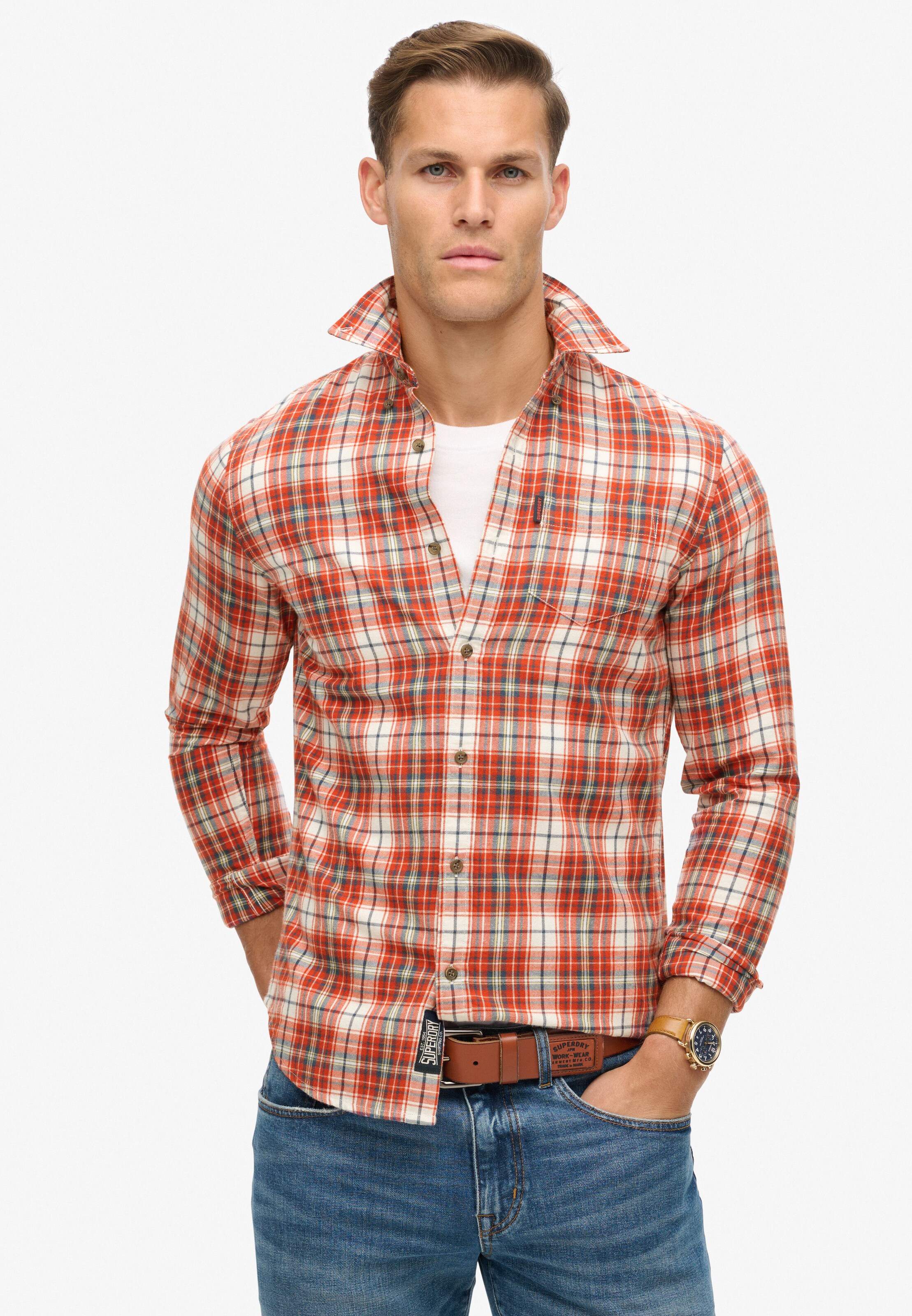 Superdry & Co Regular fit Button Up Shirt in Red: front