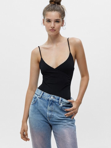 Pull&Bear Shirt Bodysuit in Black: front