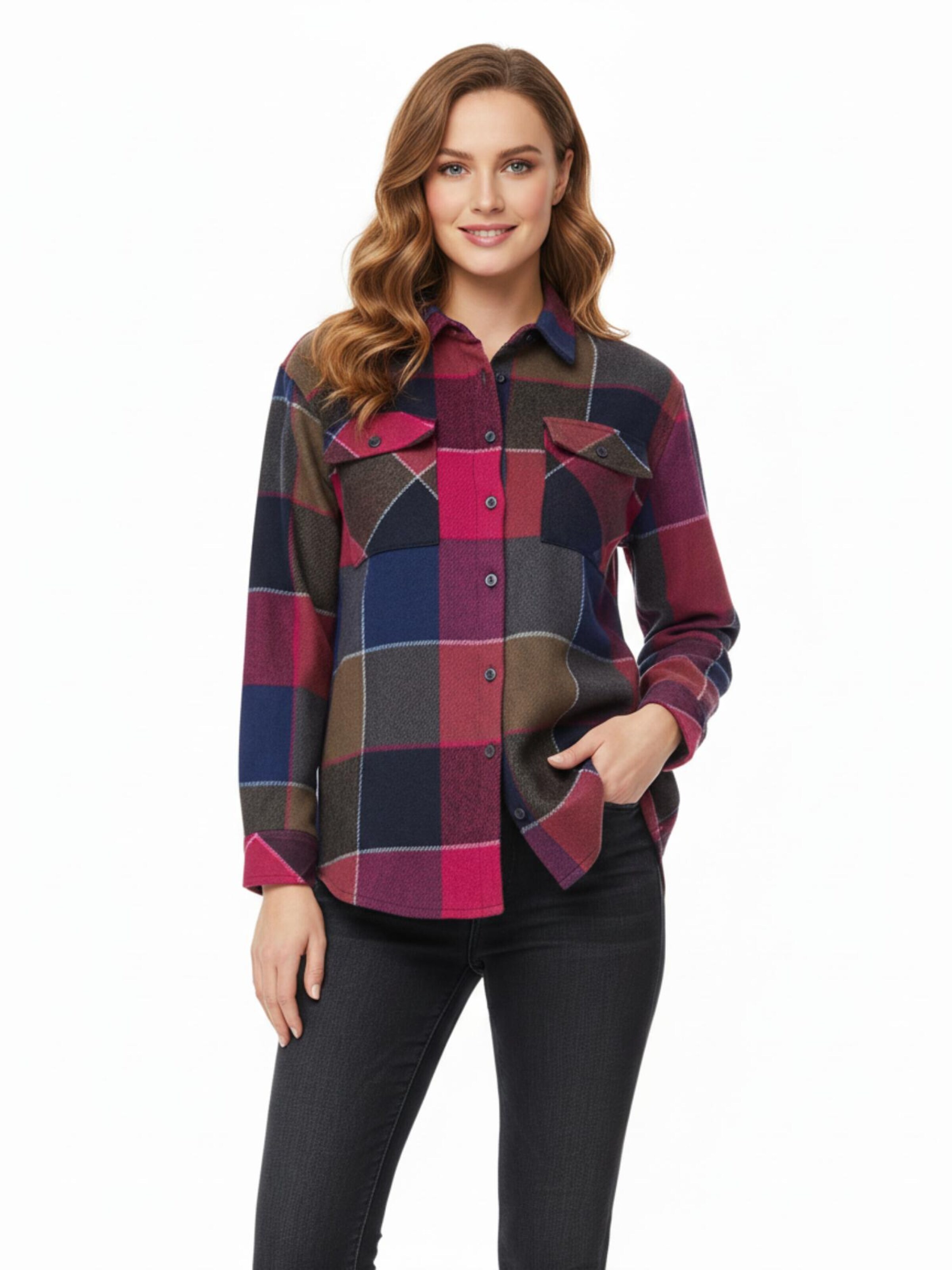 Chemisier 'Comfy Heavyweight Flannel Shirt' Radwa en rouge