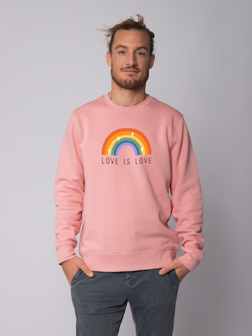 Sweat-shirt ' Love is Love ' Watapparel en rose : devant