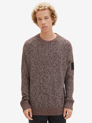 TOM TAILOR DENIM Sweater in Brown: front