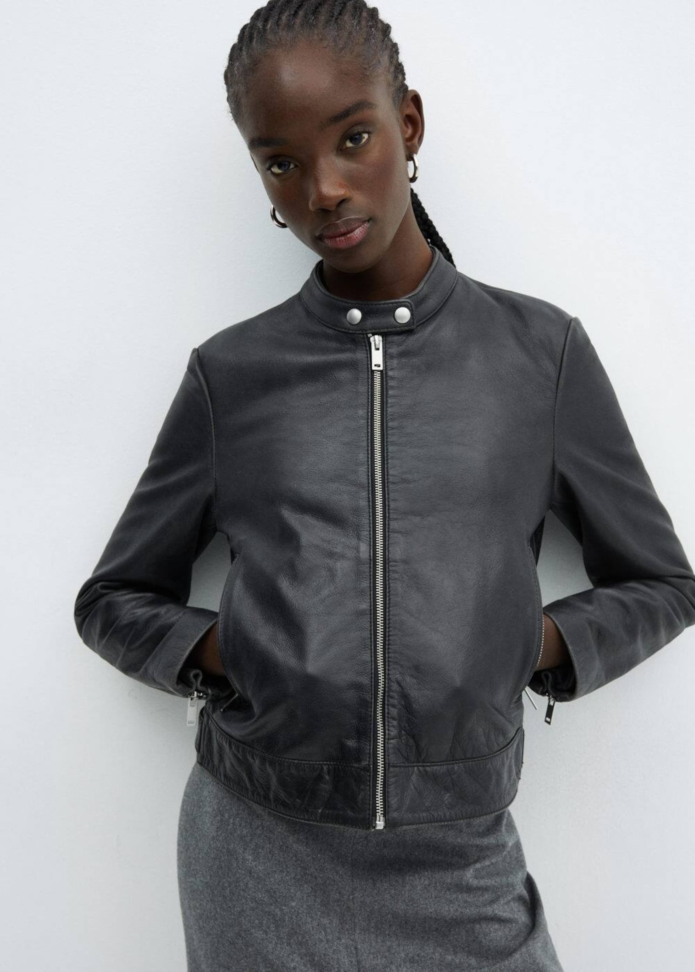MANGO Tussenjas Moto in Zwart ABOUT YOU