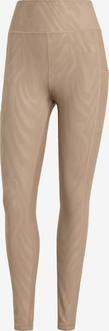 ADIDAS PERFORMANCESkinny Sportske hlače 'Optime' - smeđa boja: prednji dio