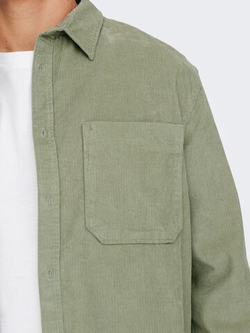 Only & Sons Regular fit Button Up Shirt 'Alp' in Green