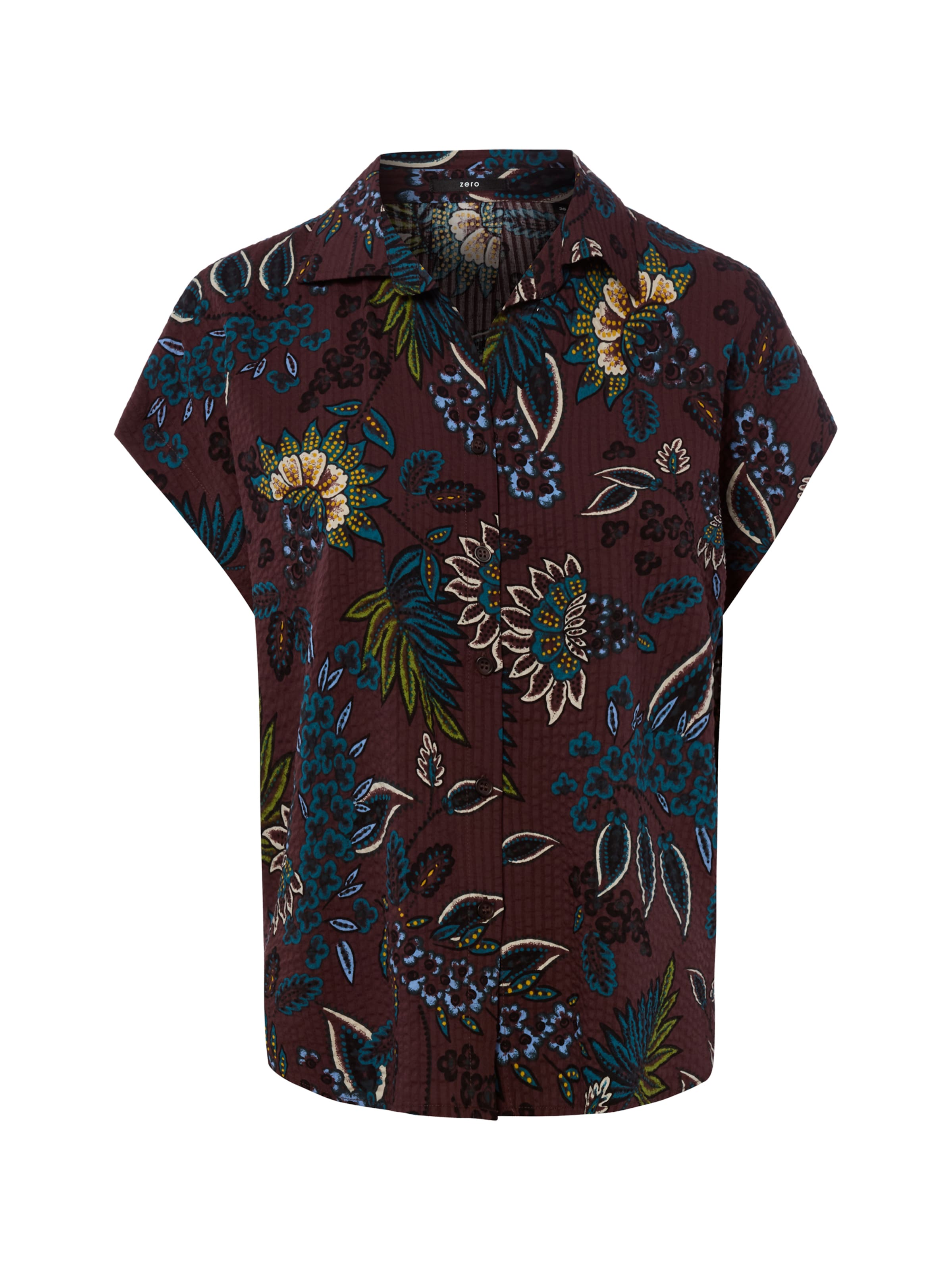 zero Blouse in XS in de kleur Lichtbeige / Kastanjebruin / Petrol, Productweergave