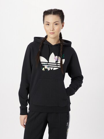 ADIDAS ORIGINALS Sweatshirt 'Flower Embroidery' in Black: front