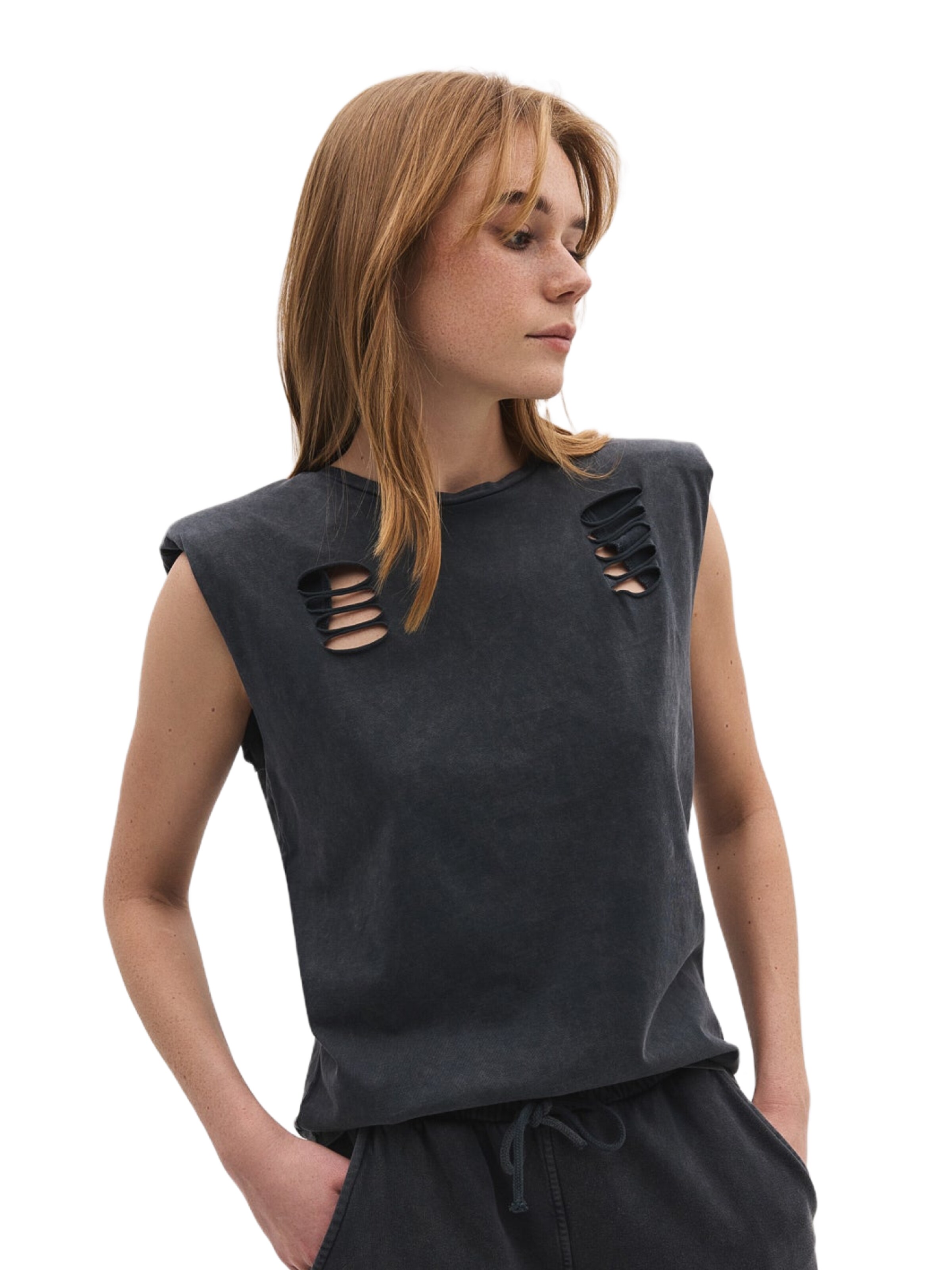 No Matter What Top in Grijs: voorkant