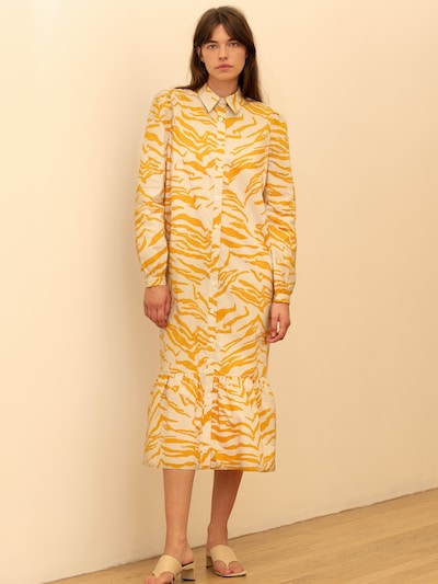 Rochie tip bluză 'Cecilie' Aligne pe galben auriu / alb natural, Vizualizare model