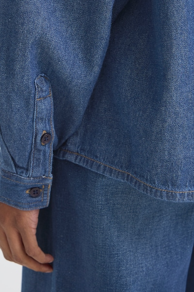ICHI Shirt in de kleur Blauw denim, Productweergave