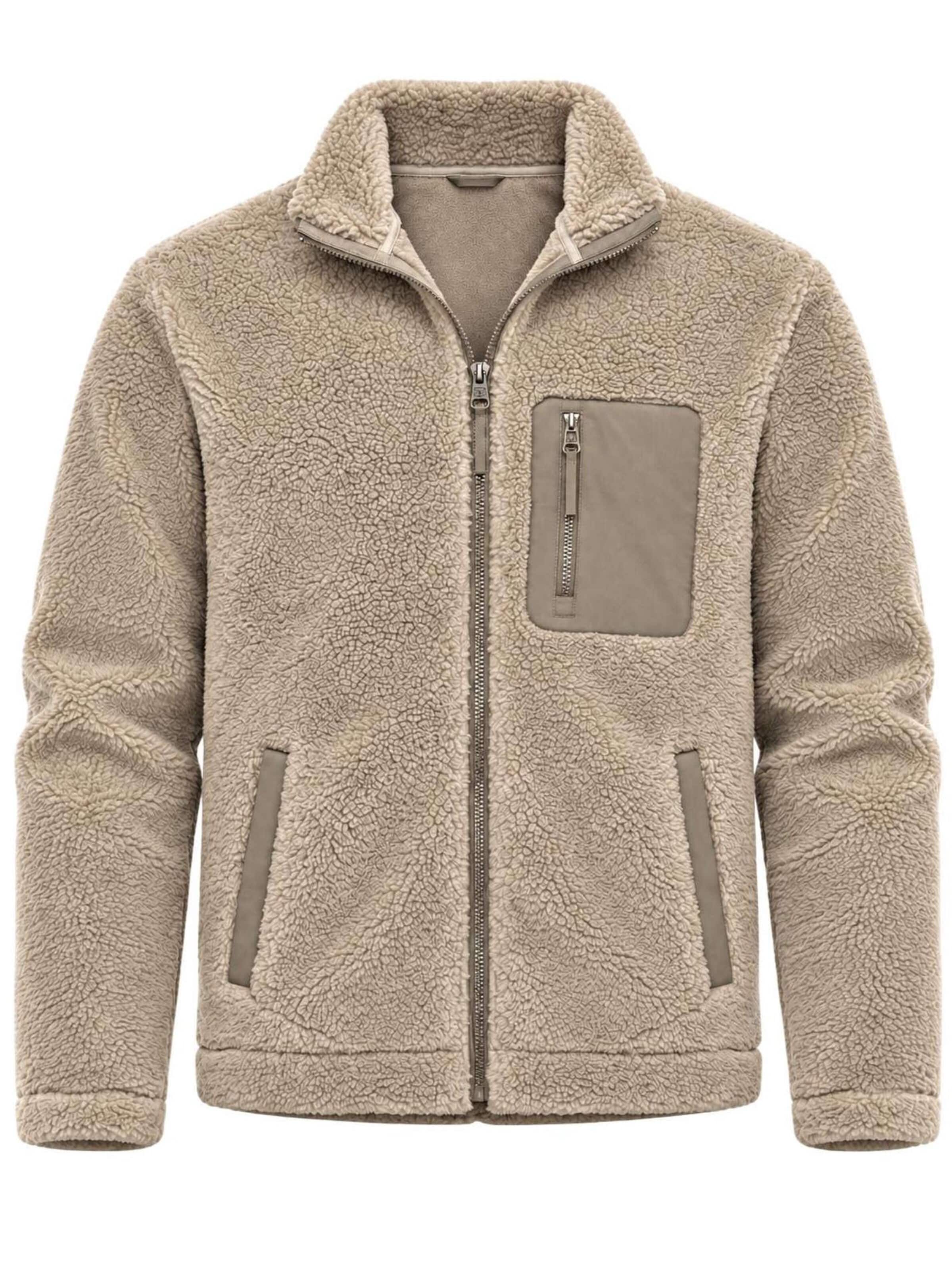 Neverless Fleece Jacket 'Sherpa-Jacke' in Beige: front