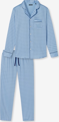 SCHIESSER Pikk pidžaama 'Minimal Print', värv sinine: eest vaates