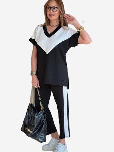 JANE's Joggingpak in de kleur Zwart / Wit, Productweergave
