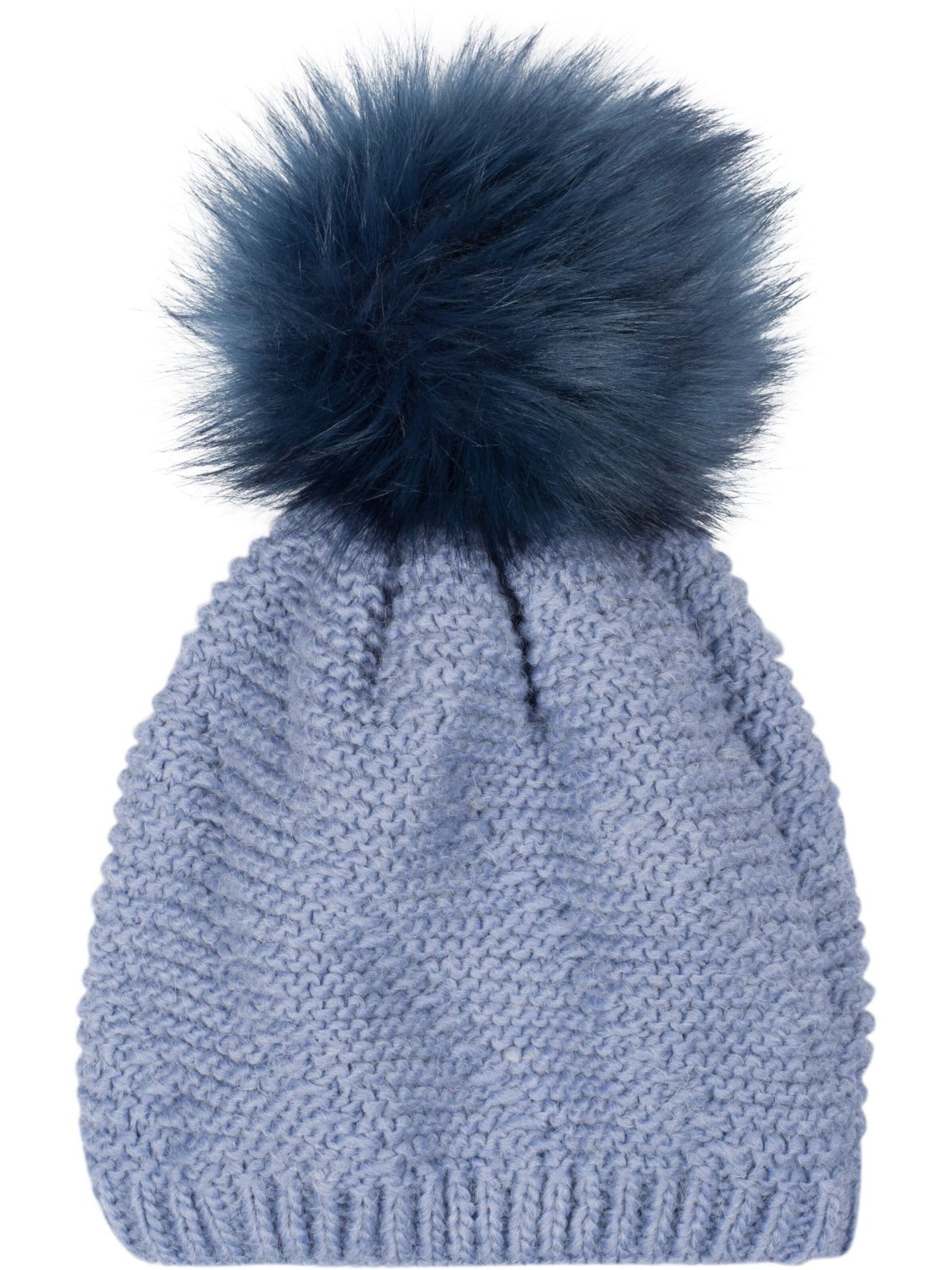 styleBREAKER Mütze 'Einfarbige Strick Bommelmütze mit Thermo-Fleece'‌‌‌‌‌ in 56-61 in taubenblau, Produktansicht
