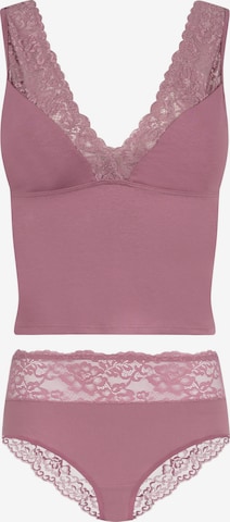 Evoni Bustier Wäsche-Sets 'mit Spitze' in Pink: Vorderseite