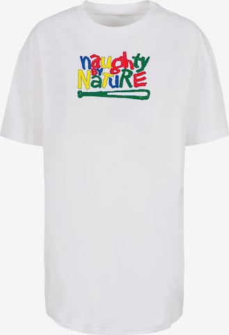 Merchcode Oversized Shirt 'Naughty By Nature' in White: front
