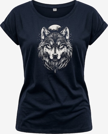 MAKAYA Shirt 'Wolf' in Blue: front