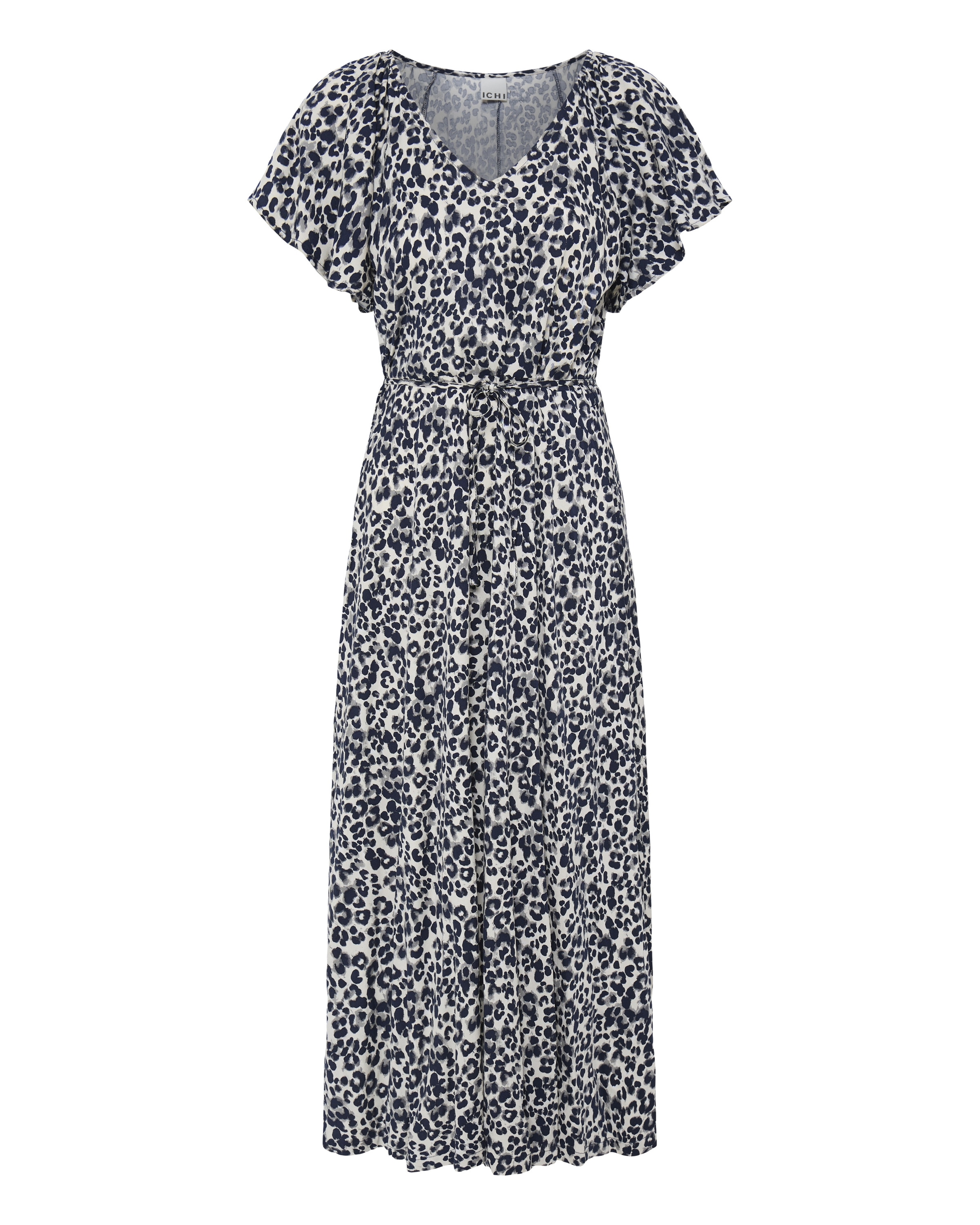 ICHI Jurk 'Aya' in de kleur Navy / Wit, Productweergave