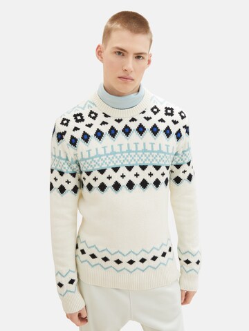 TOM TAILOR DENIM Sweater in White: front