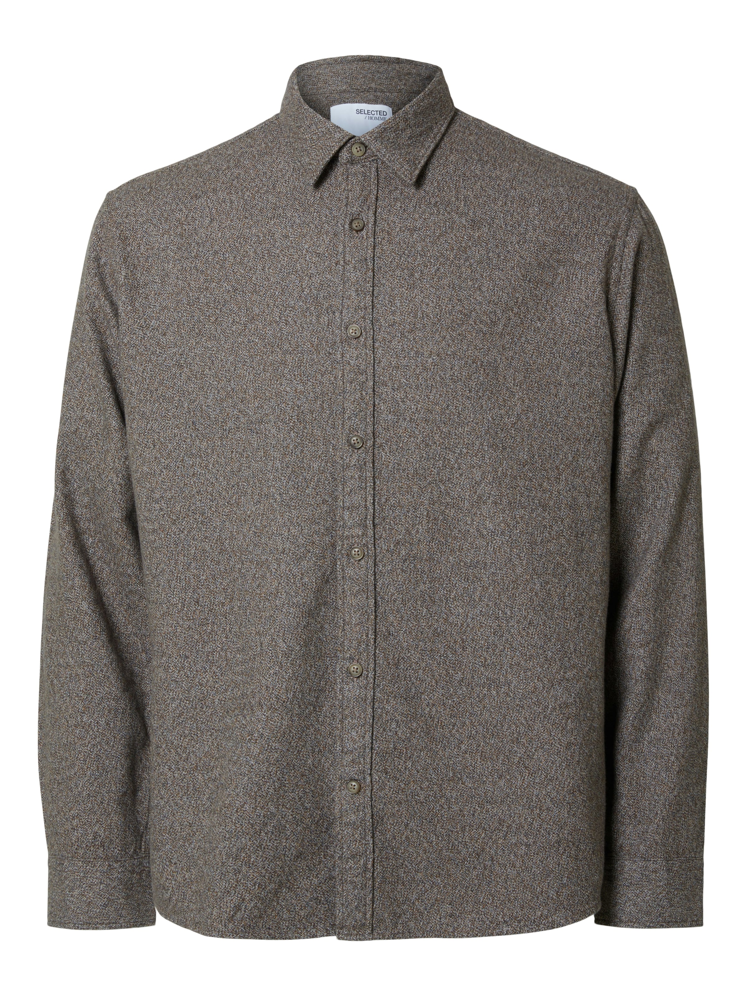 SELECTED Button Up Shirt 'SLHOwen' in Brown: front