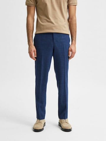 SELECTED HOMME Regular Trousers with creases 'Oasis' in Blue: front