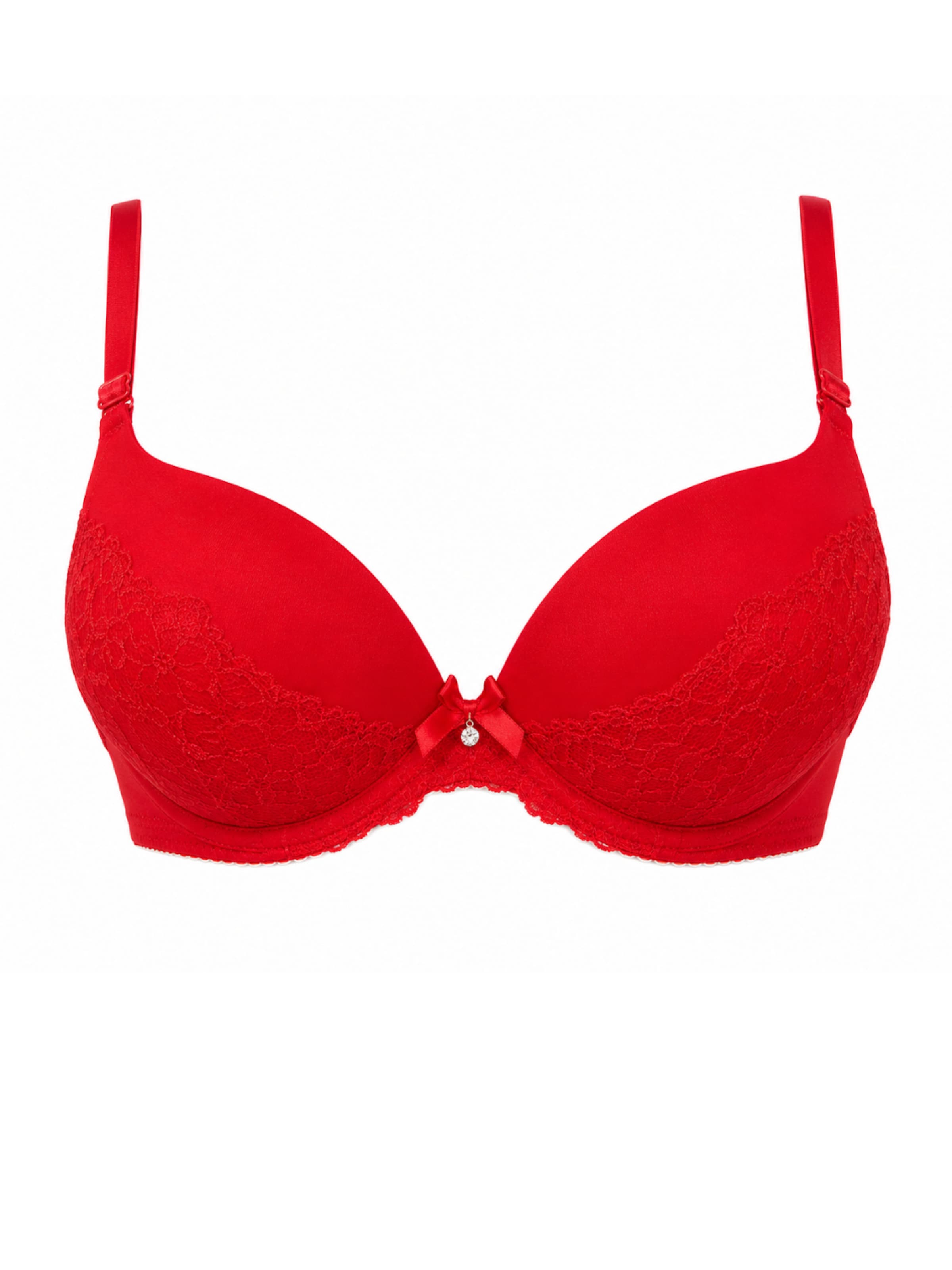 MILENKA Push-up Bra 'MILENKA - lace push-up bra' in Red: front